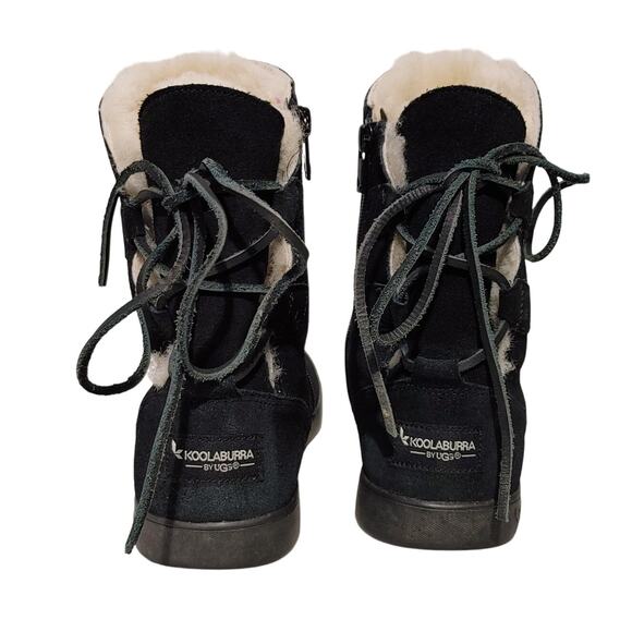 Koolaburra by UGG Shazi Short Boots Faux Fur Lined Suede Black Womens US 7 UK 5 - Picture 3 of 7